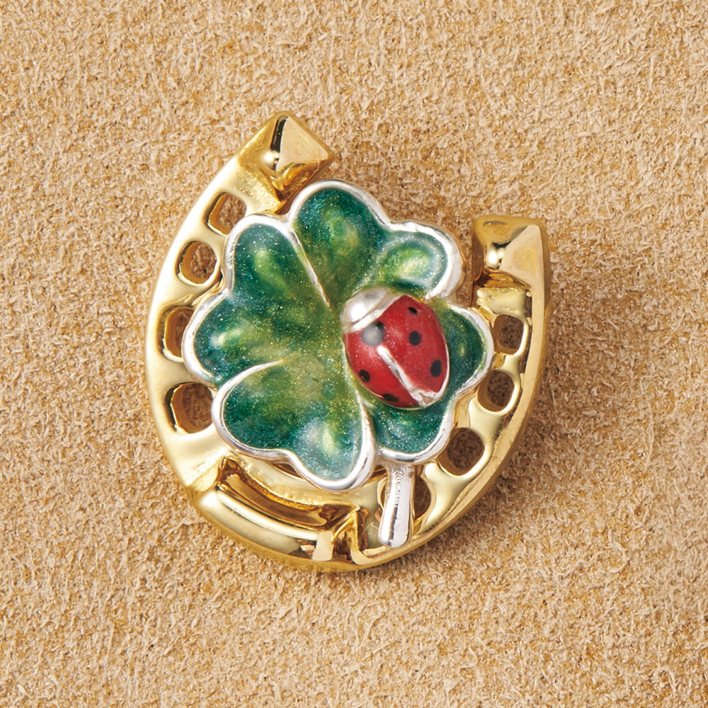 ピンブローチ／馬蹄とクローバー