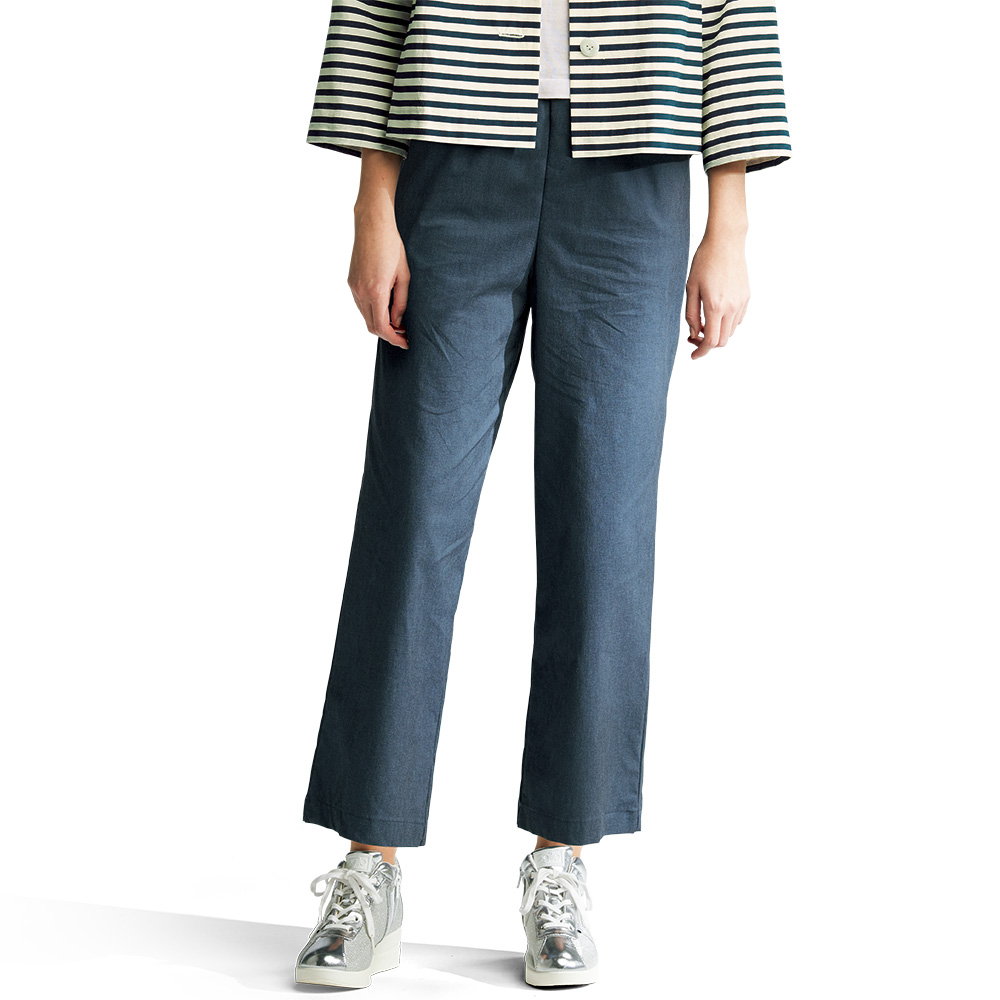 コットンリネン混セミワイドパンツ