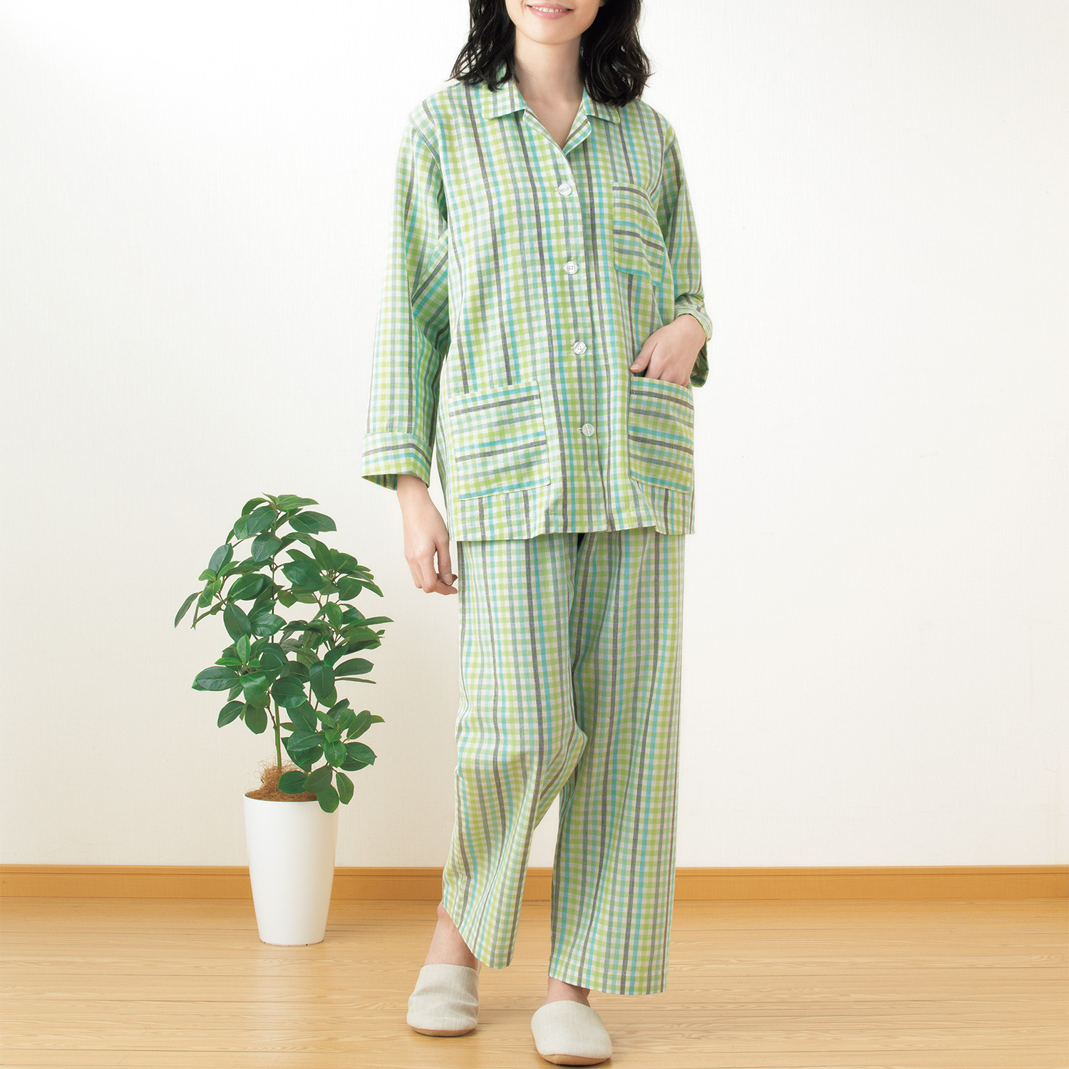 豊田式力織機で織った伊勢綿麻のパジャマ（婦人用）