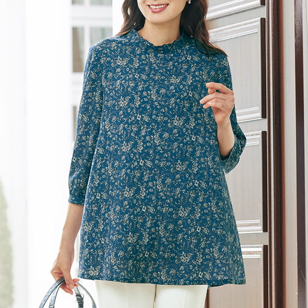 花柄チュニックブラウス