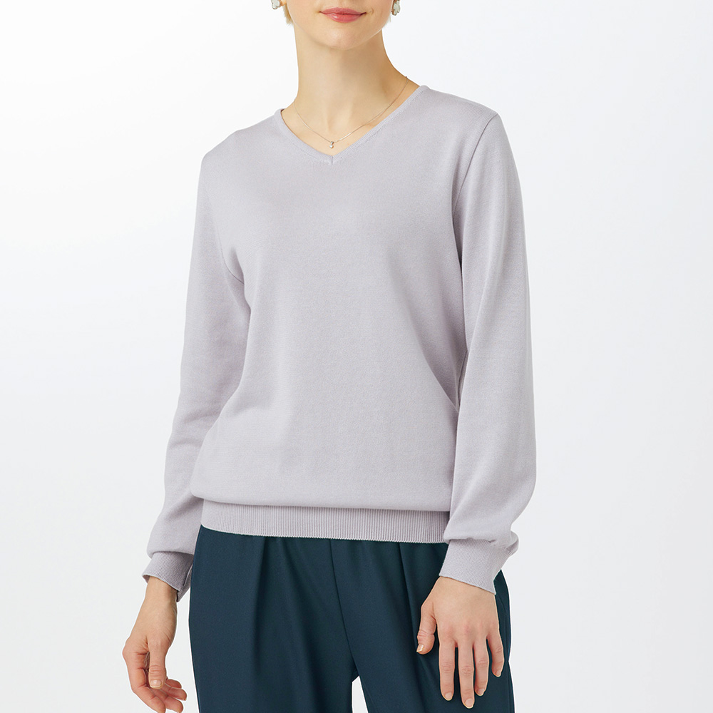 コットンシルク・Vネックプルオーバー
