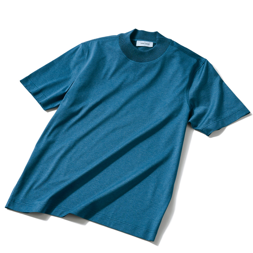 マーセライズドコットン・モックネックTシャツ