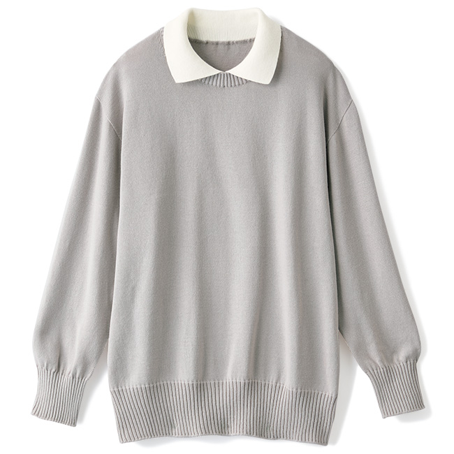 襟付きニットプルオーバー