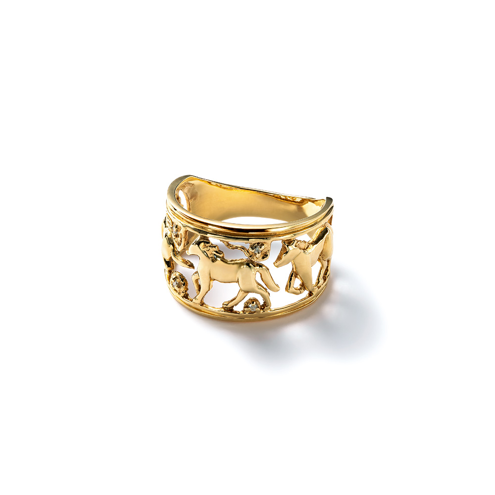 ダイヤ入りゴールドホースリング