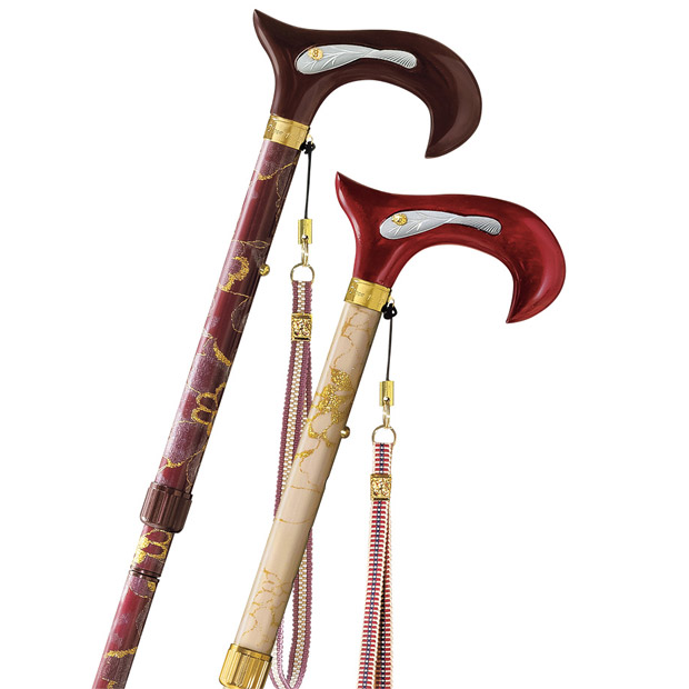 4折調整式ステッキ「金ラメレース」／てんとうむし