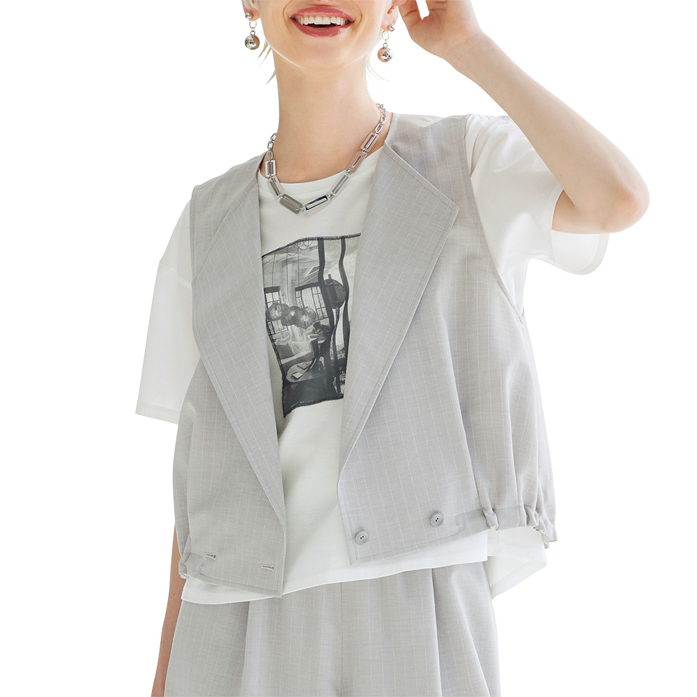 綿ボイルプリント使いプルオーバー