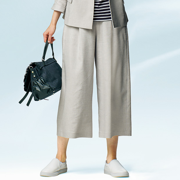 綿麻混ストレッチパンツ