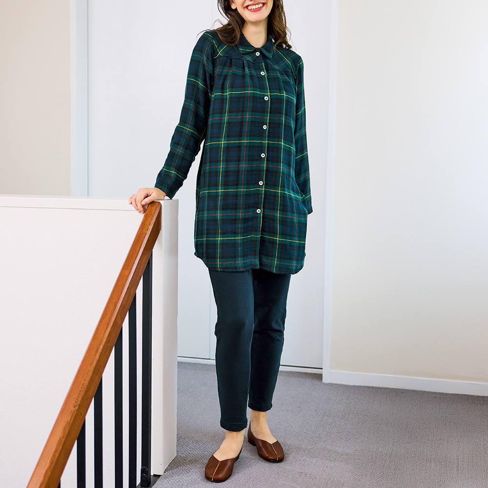 チェック柄起毛ルームウェア