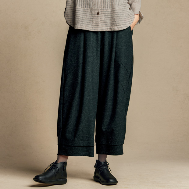 ウール･カシミヤ混ゆったりパンツ