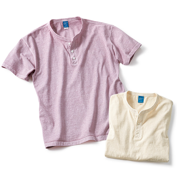 米綿ヘンリーネックTシャツ／2色セット