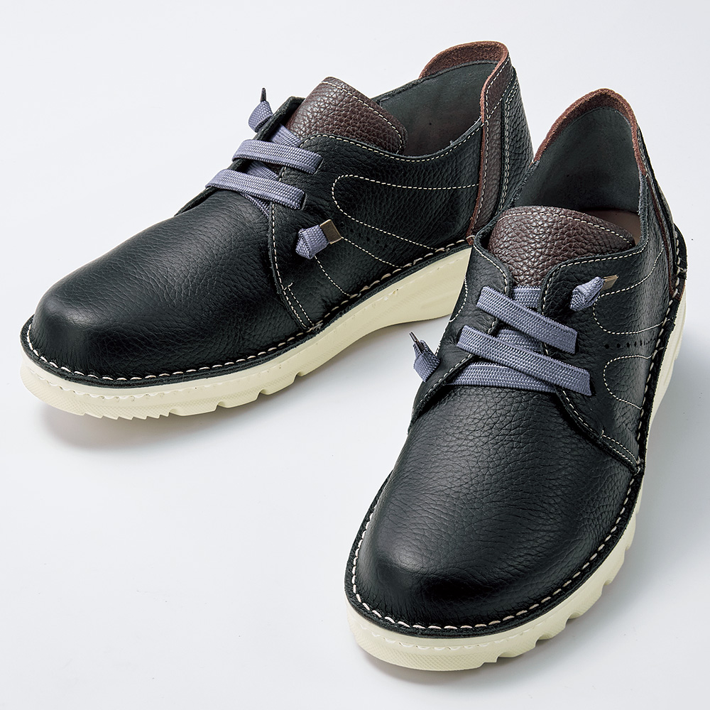 ゴム紐の撥水コンビレザースニーカー