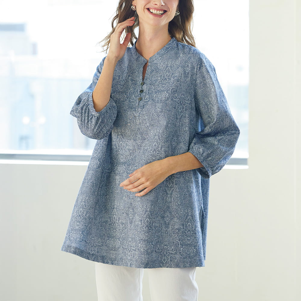 オリエンタル柄ジャカードブラウス