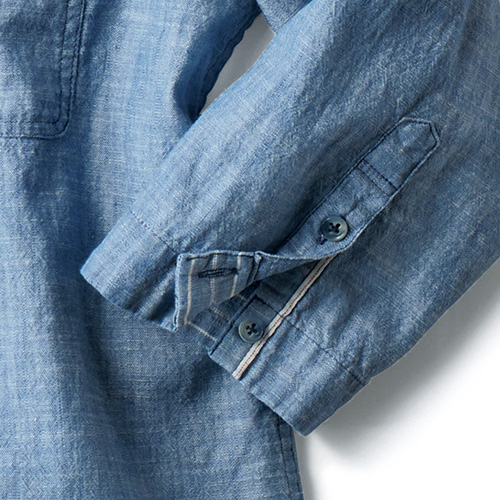 大人のブリーチドダンガリー七分袖シャツ／レディス