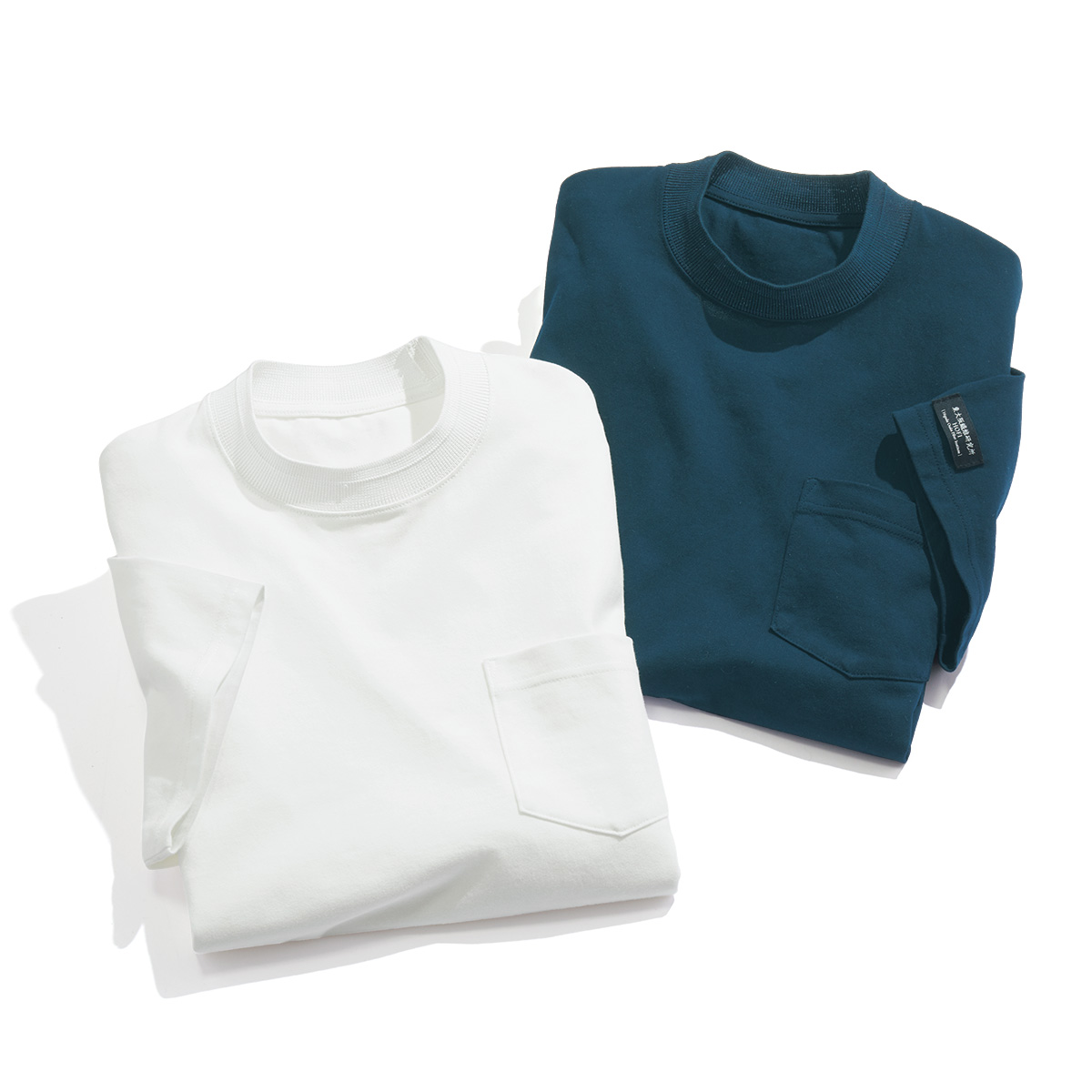 強撚超長綿･ゼロトルク撚糸モックネックTシャツ