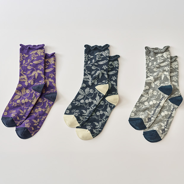 ボタニカル柄ソックス／3色セット