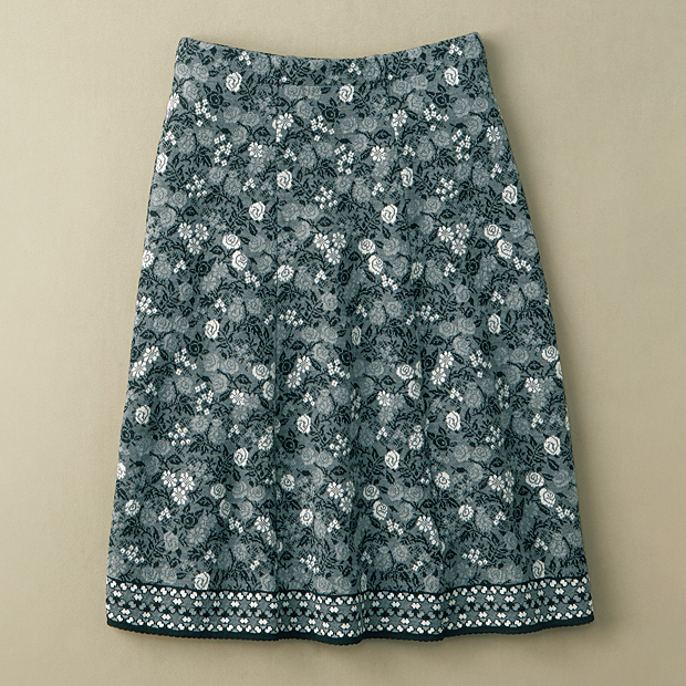 小花柄ジャカード編みフレアースカート