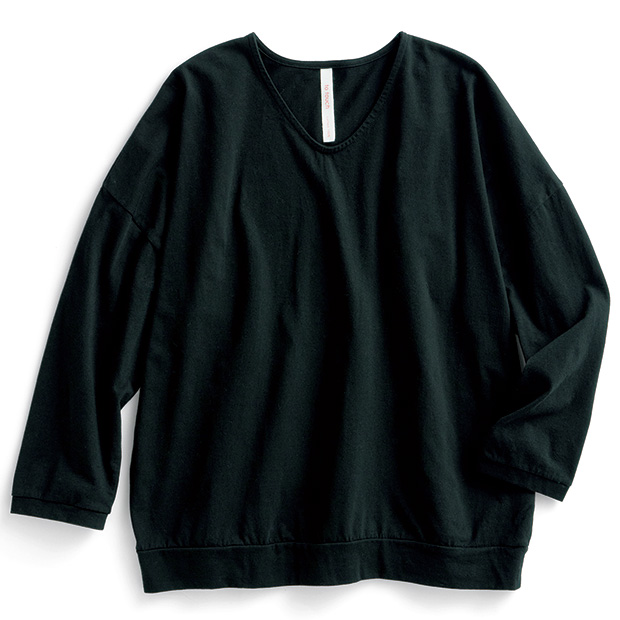 ナチュラルコットン長袖ワイドTシャツ