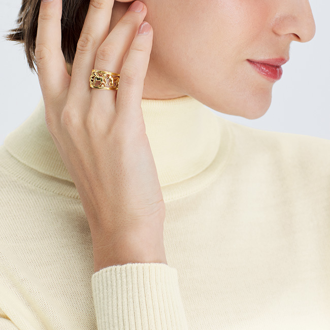 ダイヤ入りゴールドホースリング