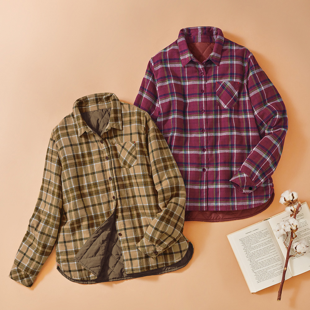 機能中わた入りチェックオーバーシャツ