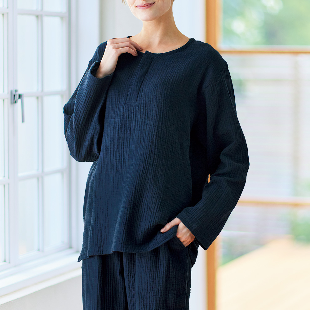 ウェーブ二重ガーゼ･ルームウェア