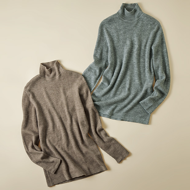 スーパーファインウール･リブハイネックプルオーバー
