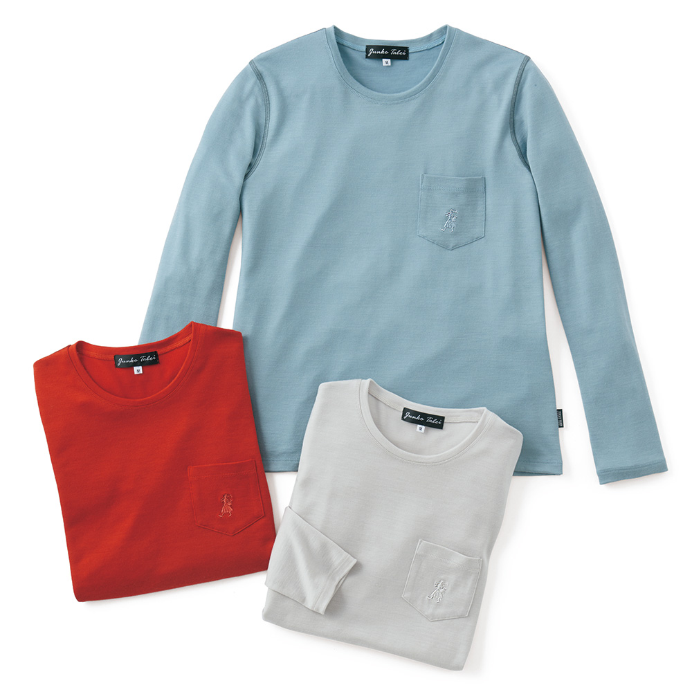 メリノウール100％使用の長袖Tシャツ