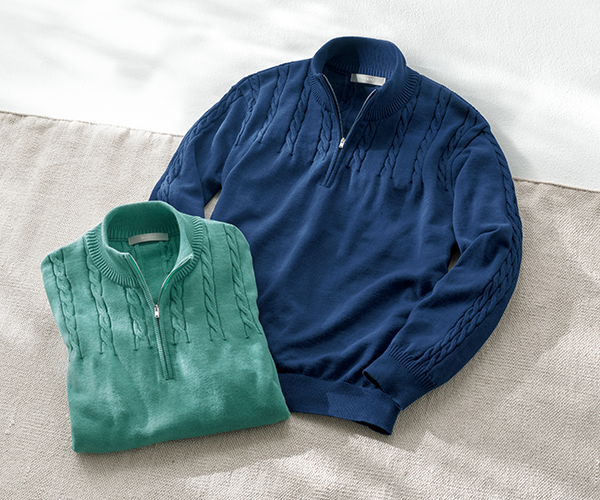 洗えるカシミヤ混･ハーフジップセーター