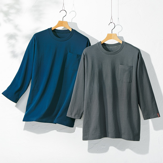 久米繊維工業 日本製天竺･七分袖Tシャツ2色セット