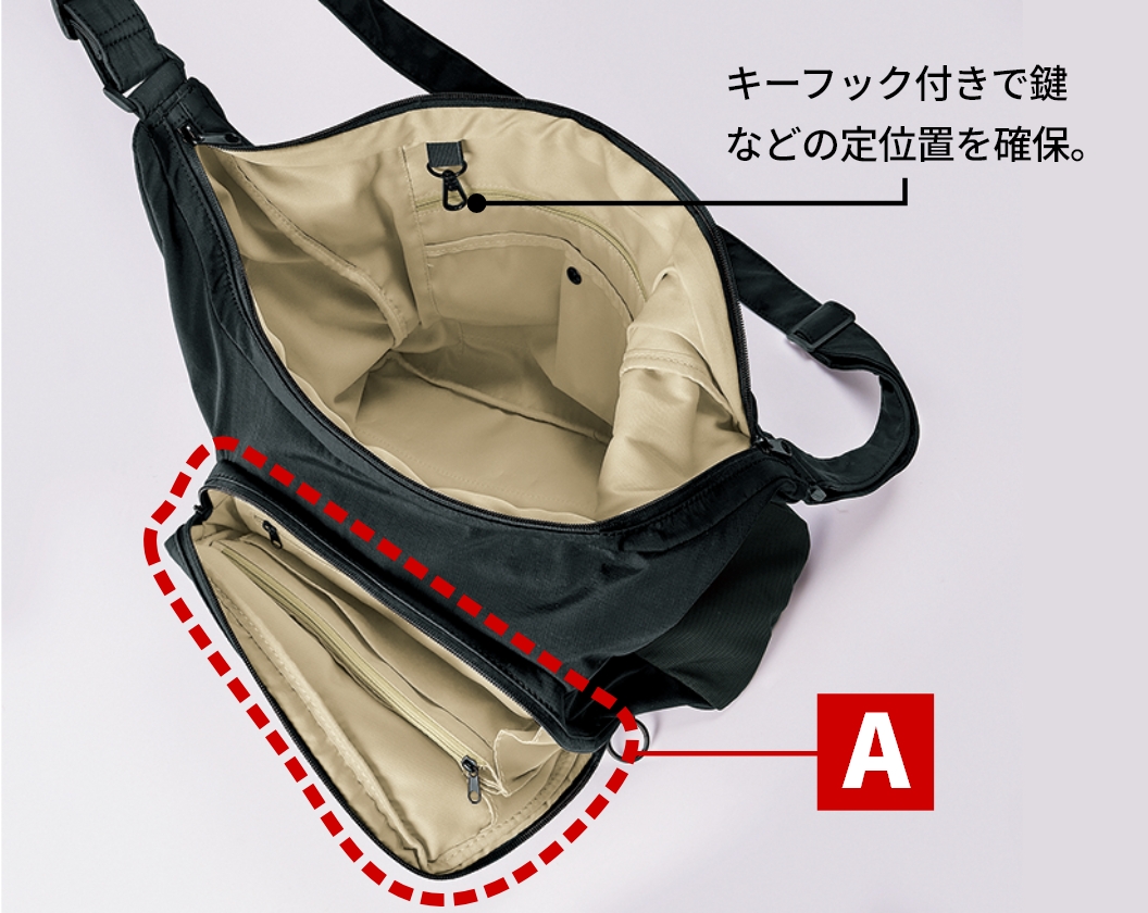 大きく開いて中が見やすい独自設計「TPポケット」